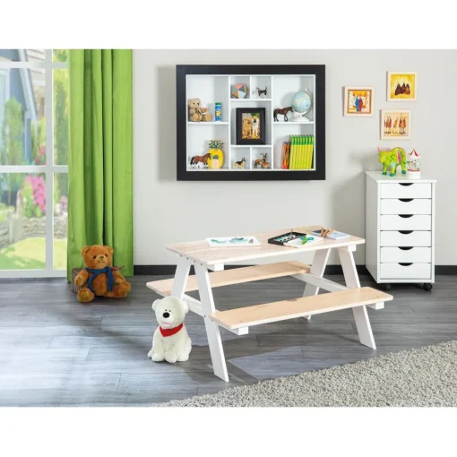 3S. x Home Caisson de Rangement à roulettes en Pin Massif Blanc Outlet