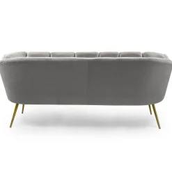 3S. x Home Canapé 3 places arrondi Brenda Velours Argent pieds Or Best