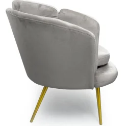 3S. x Home Canapé 3 places arrondi Brenda Velours Argent pieds Or Best