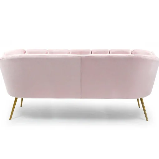 3S. x Home Canapé 3 places arrondi Brenda Velours Rose pieds Or Online