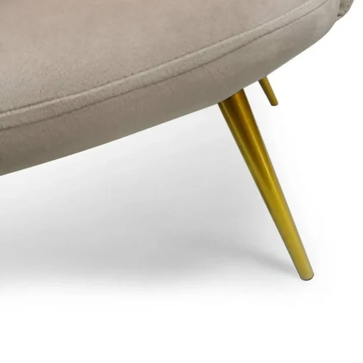 3S. x Home Canapé 3 places arrondi Brenda Velours Taupe pieds Or Sale