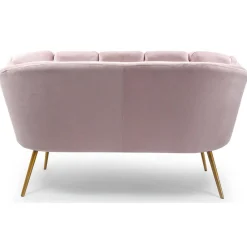 3S. x Home Canapé 2 places arrondi Brenda Velours Rose pieds Or Online