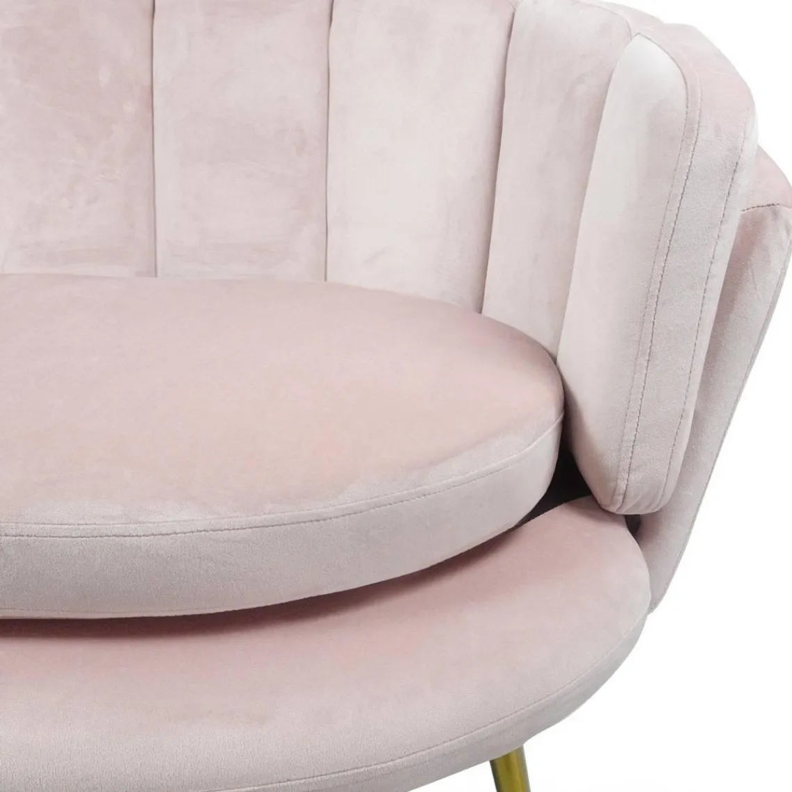 3S. x Home Canapé 2 places arrondi Brenda Velours Rose pieds Or Online