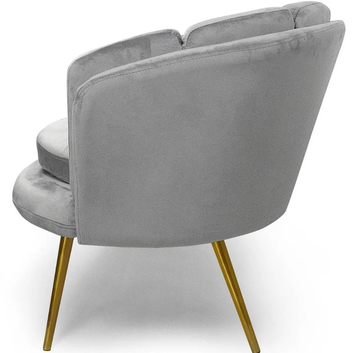 3S. x Home Canapé 2 places arrondi Brenda Velours Argent pieds Or Clearance