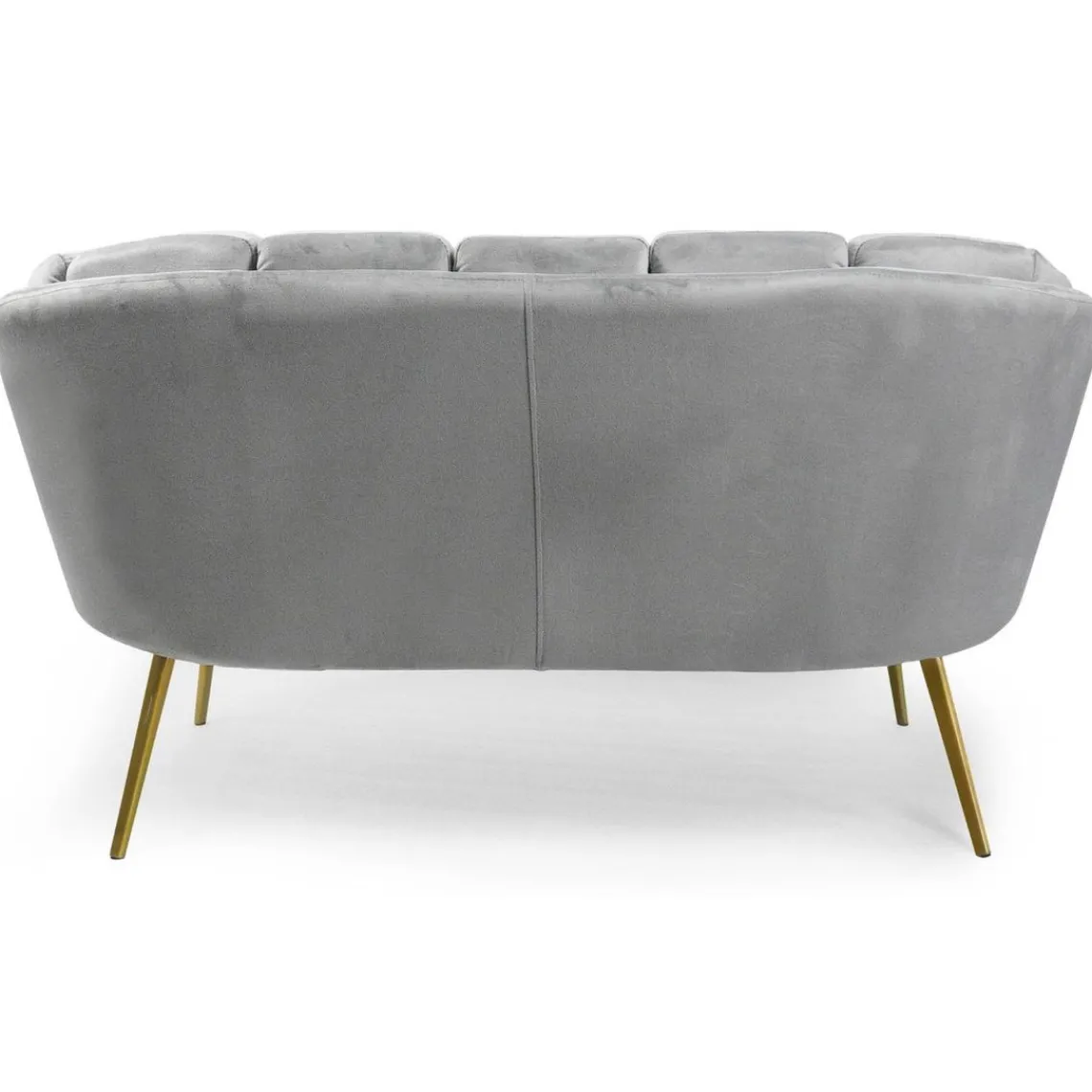 3S. x Home Canapé 2 places arrondi Brenda Velours Argent pieds Or Clearance