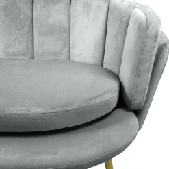 3S. x Home Canapé 2 places arrondi Brenda Velours Argent pieds Or Clearance