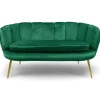 3S. x Home Canapé 2 places arrondi Brenda Velours Vert pieds Or Best