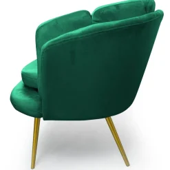 3S. x Home Canapé 2 places arrondi Brenda Velours Vert pieds Or Best