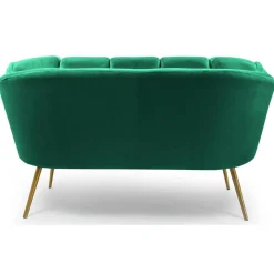 3S. x Home Canapé 2 places arrondi Brenda Velours Vert pieds Or Best