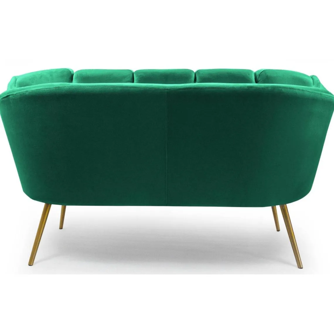 3S. x Home Canapé 2 places arrondi Brenda Velours Vert pieds Or Best