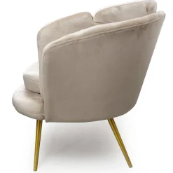 3S. x Home Canapé 2 places arrondi Brenda Velours Taupe pieds Or Online