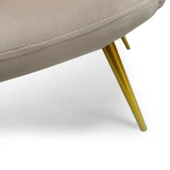 3S. x Home Canapé 2 places arrondi Brenda Velours Taupe pieds Or Online
