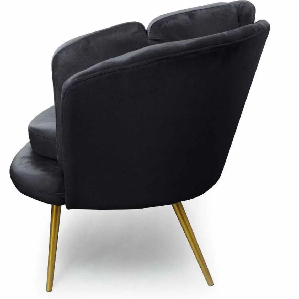 3S. x Home Canapé 2 Places Arrondi en Velours Noir Pieds Or Outlet