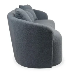 3S. x Home Canapé 3 places au design élégant et incurvé Alex Tissu bouclette Gris New