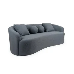 3S. x Home Canapé 4 places au design élégant et incurvé Alex XL Tissu bouclette Gris