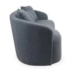 3S. x Home Canapé 4 places au design élégant et incurvé Alex XL Tissu bouclette Gris
