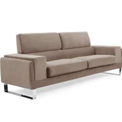 3S. x Home Canapé 3 places Barth Velours côtelé Taupe Sale