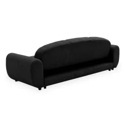 3S. x Home Canapé 3 places convertible dossier et accoudoirs arrondis Oliver Velours côtelé Noir Clearance