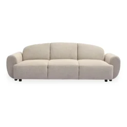 3S. x Home Canapé 3 places convertible dossier et accoudoirs arrondis Oliver Tissu texturé Beige Sale