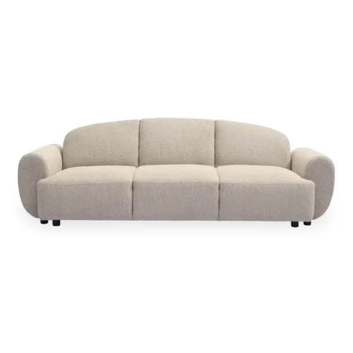 3S. x Home Canapé 3 places convertible dossier et accoudoirs arrondis Oliver Tissu texturé Beige Sale
