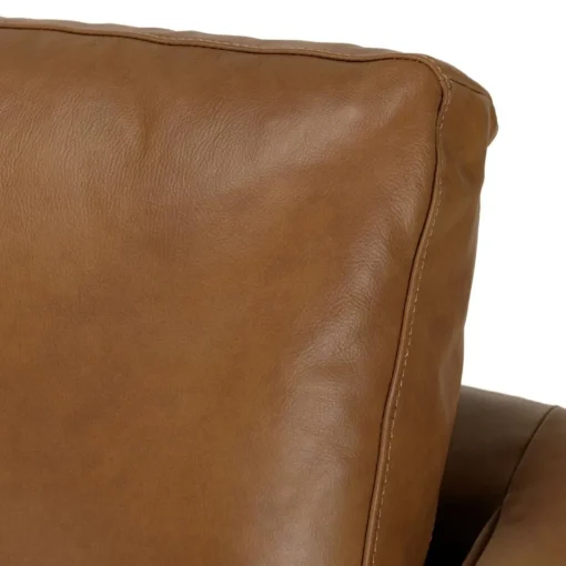 Macabane Canapé 3 places cuir couleur caramel assise capitonnée PIERRE Best
