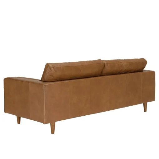 Macabane Canapé 3 places cuir couleur caramel assise capitonnée PIERRE Best
