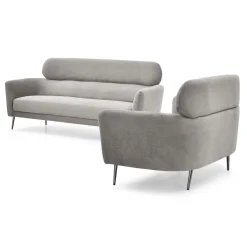 3S. x Home Canapé 3 places moderne avec haut dossier Damigal Tissu doux Gris Best