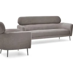 3S. x Home Canapé 3 places moderne avec haut dossier Damigal Tissu doux Gris taupe Online