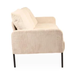 3S. x Home Canapé 3 places moderne et élégant Manuelo Velours côtelé Beige