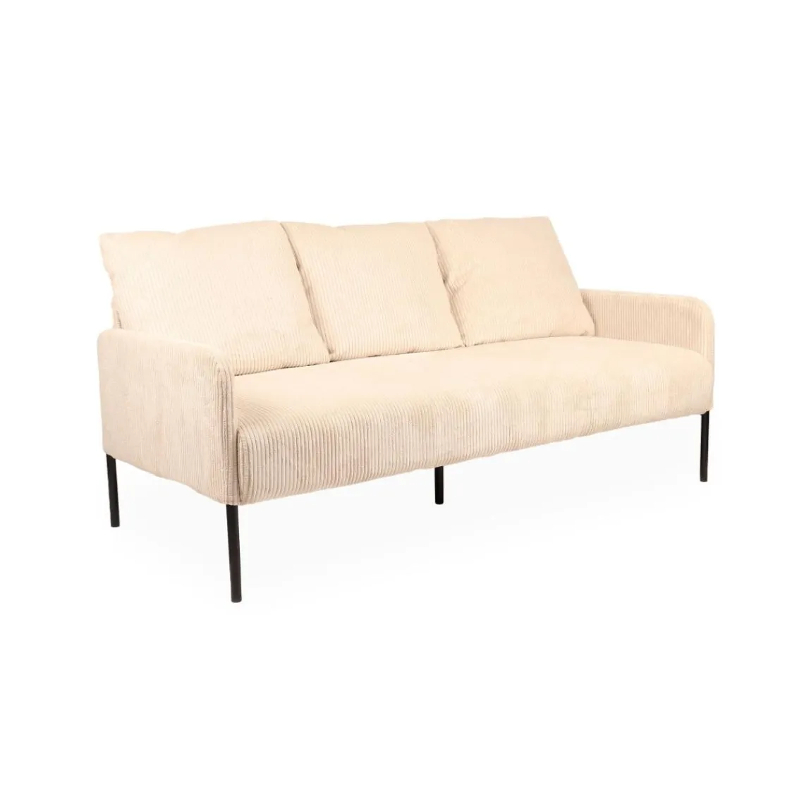 3S. x Home Canapé 3 places moderne et élégant Manuelo Velours côtelé Beige