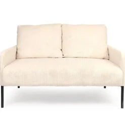 3S. x Home Canapé 2 places moderne et élégant Manuelo Velours côtelé Beige Online