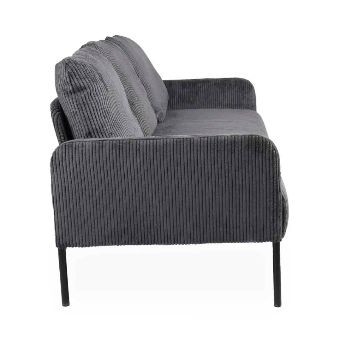 3S. x Home Canapé 3 places moderne et élégant Manuelo Velours côtelé Gris foncé Sale