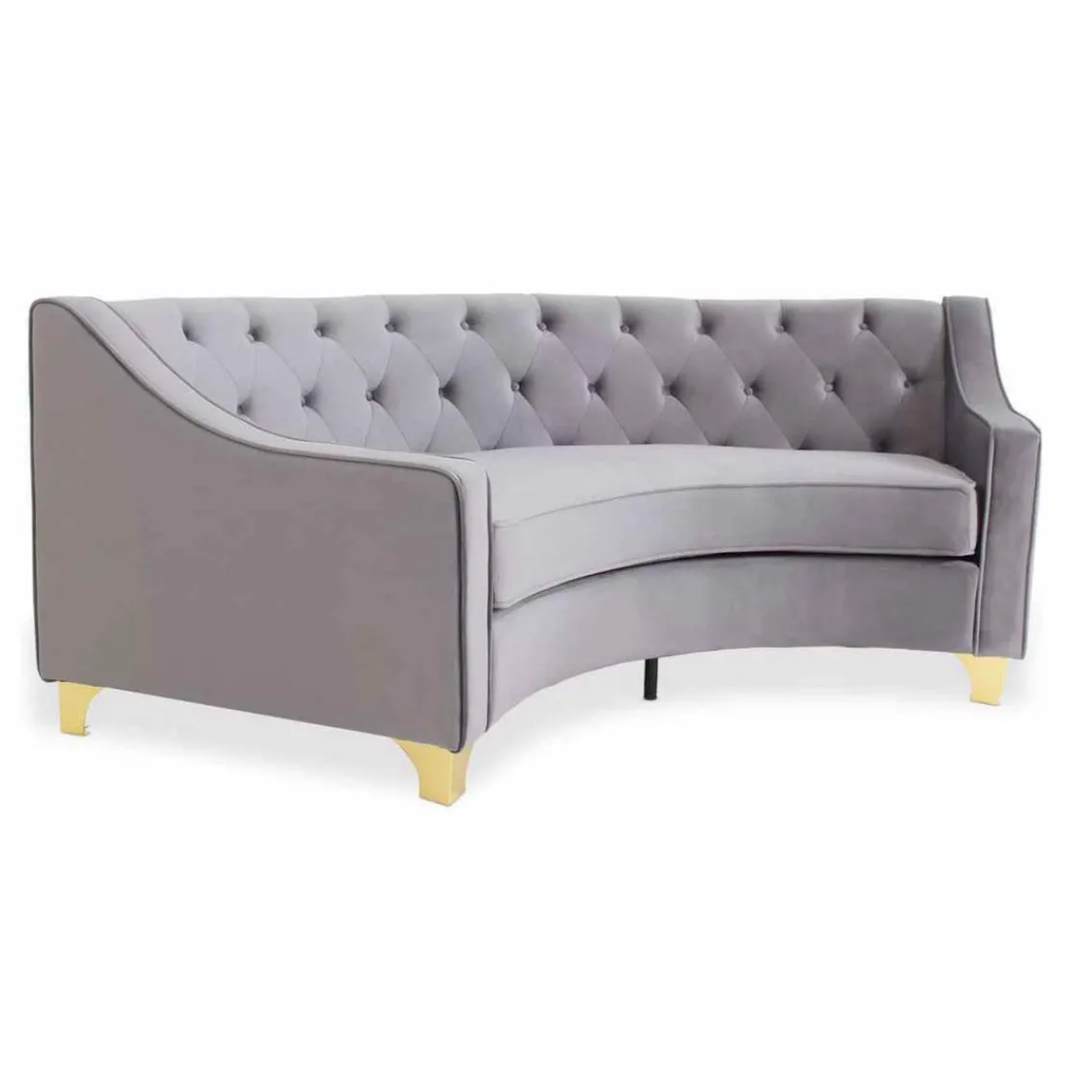 3S. x Home Canapé 3 Places Velours Gris Et Pieds Or Best