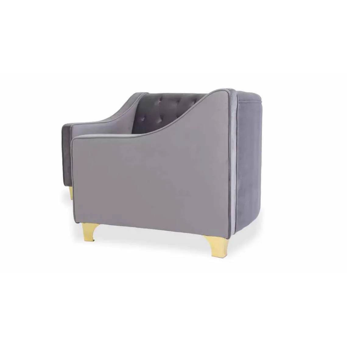3S. x Home Canapé 3 Places Velours Gris Et Pieds Or Best