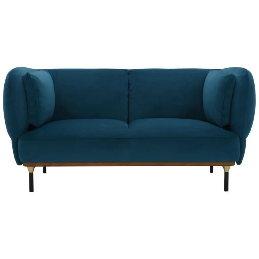 3S. x Home Canapé 2 Places Velours ISEE Bleu Canard Clearance