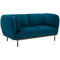 3S. x Home Canapé 2 Places Velours ISEE Bleu Canard Clearance