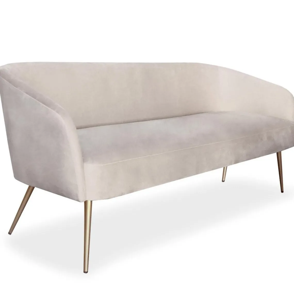 3S. x Home Canapé 3 places Velours Taupe Pieds Or GLAM Clearance