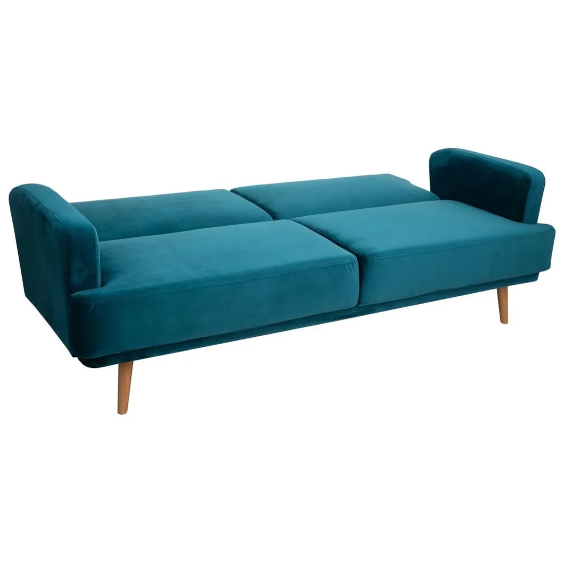3S. x Home Canapé Banquette Velours Jack 3 Places Bleu canard Discount