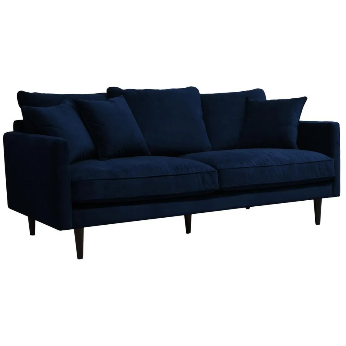 3S. x Home Canapé Candice 3 places bleu foncé en velours Outlet