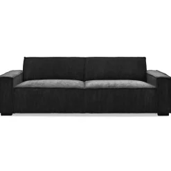 3S. x Home Canapé clic-clac 3 places Roger Velours côtelé Noir Outlet