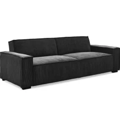 3S. x Home Canapé clic-clac 3 places Roger Velours côtelé Noir Outlet