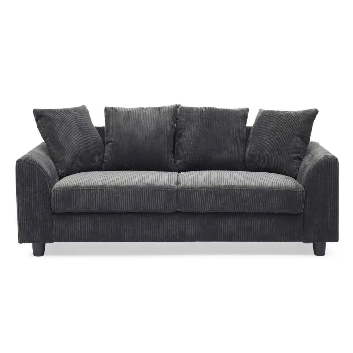 3S. x Home Canapé contemporain 3 places Mozart Velours côtelé Gris foncé Hot