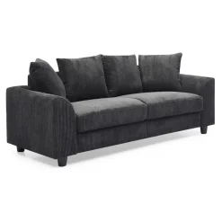 3S. x Home Canapé contemporain 3 places Mozart Velours côtelé Gris foncé Hot