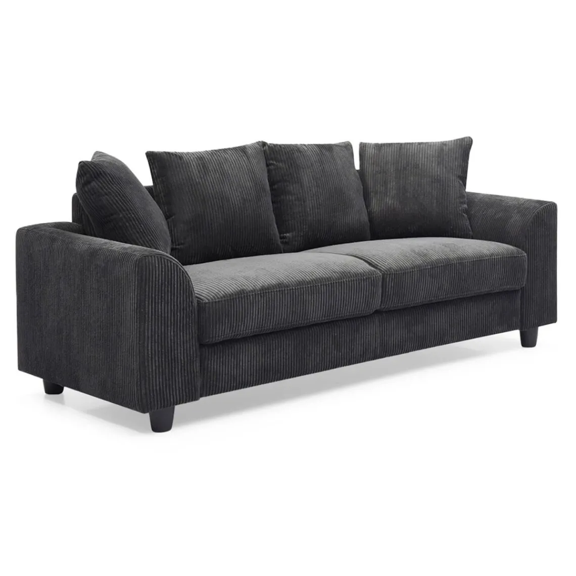 3S. x Home Canapé contemporain 3 places Mozart Velours côtelé Gris foncé Hot