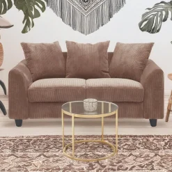 3S. x Home Canapé contemporain 2 places Mozart Velours côtelé Marron Discount