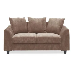 3S. x Home Canapé contemporain 2 places Mozart Velours côtelé Marron Discount