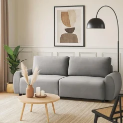 3S. x Home Canapé convertible 3 places Traviata Velours Gris New