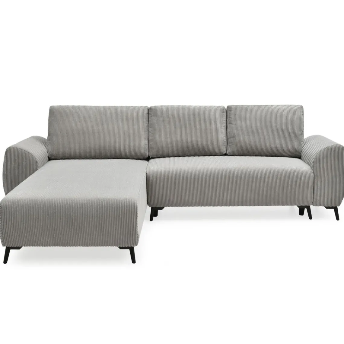 3S. x Home Canapé convertible avec angle à gauche Paolo Velours côtelé Gris Sale