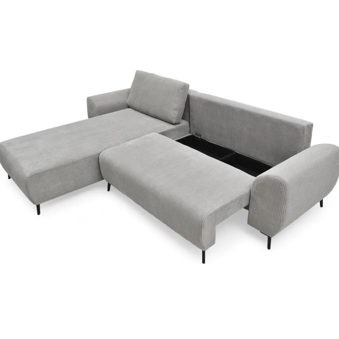 3S. x Home Canapé convertible avec angle à gauche Paolo Velours côtelé Gris Sale