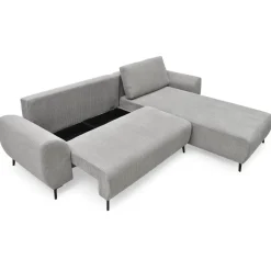 3S. x Home Canapé convertible avec angle à droite Paolo Velours côtelé Gris Online